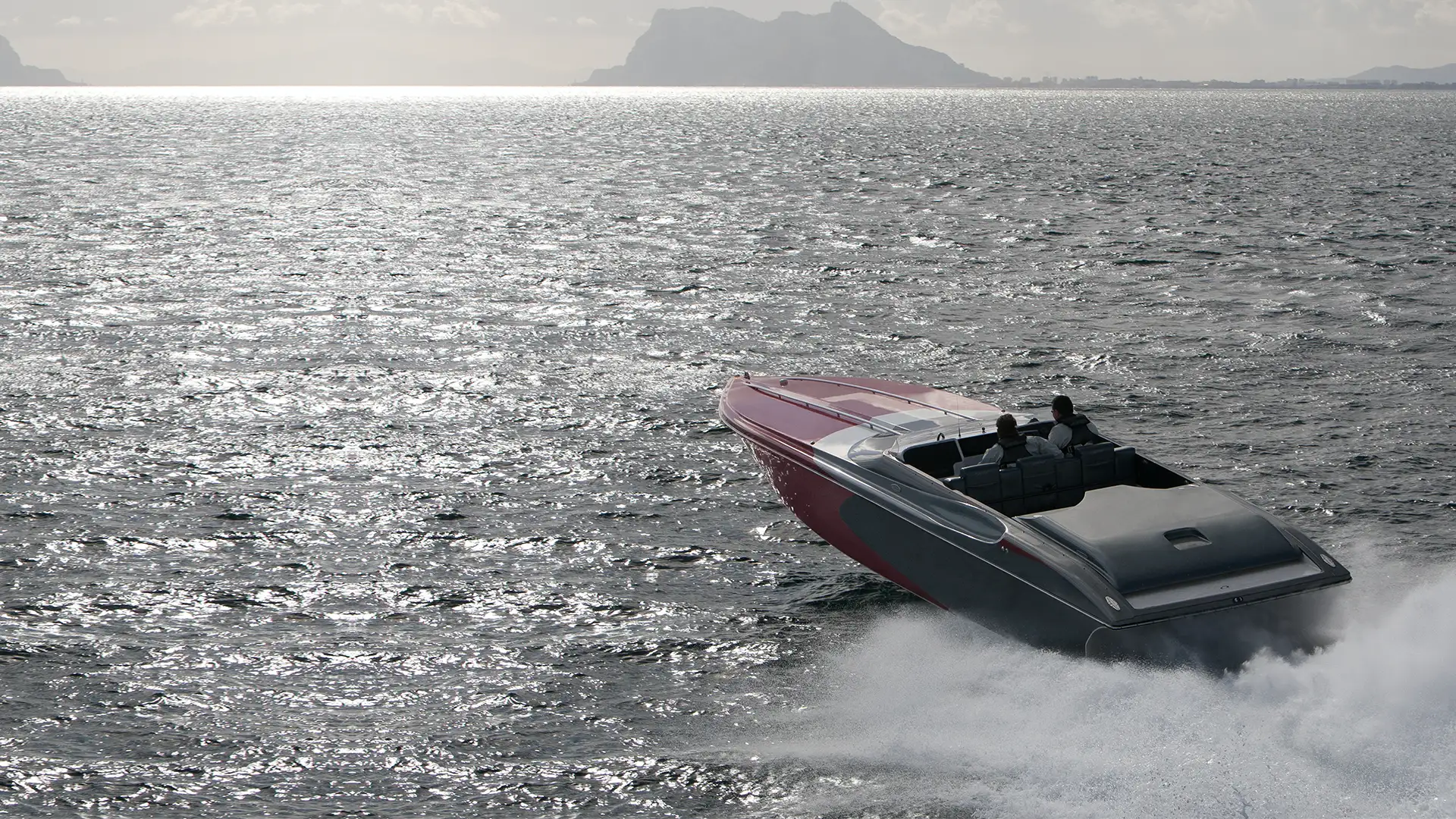 A speed boat in open water