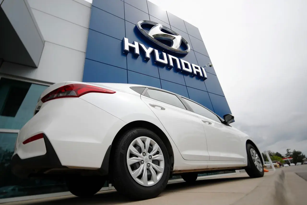 A 2019 Accent sedan sits at a Hyundai dealership