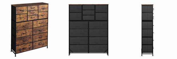 Recalled WLIVE Fabric 15-Drawer Dresser in Rustic Brown